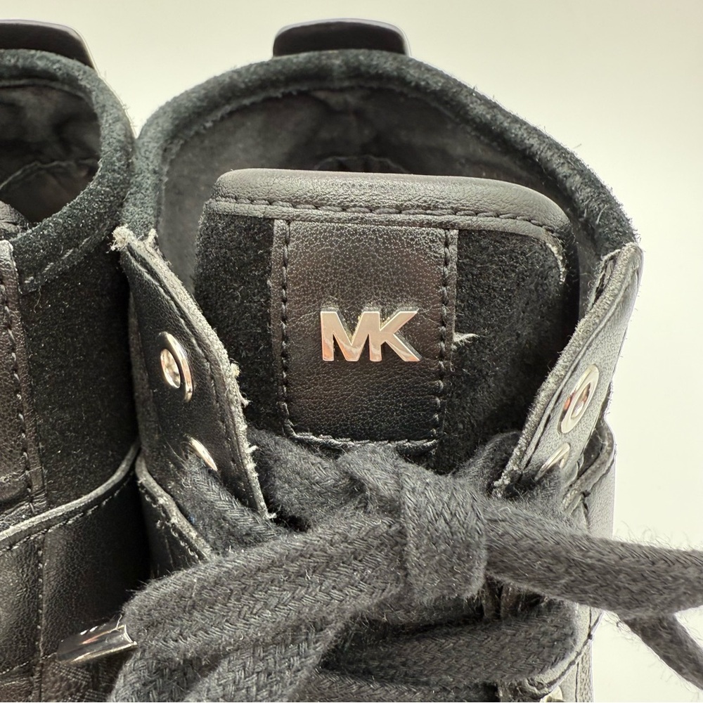 Michael Kors Black Paige High Top Leather/Suede Sneakers Size 10M - Picture 14 of 16